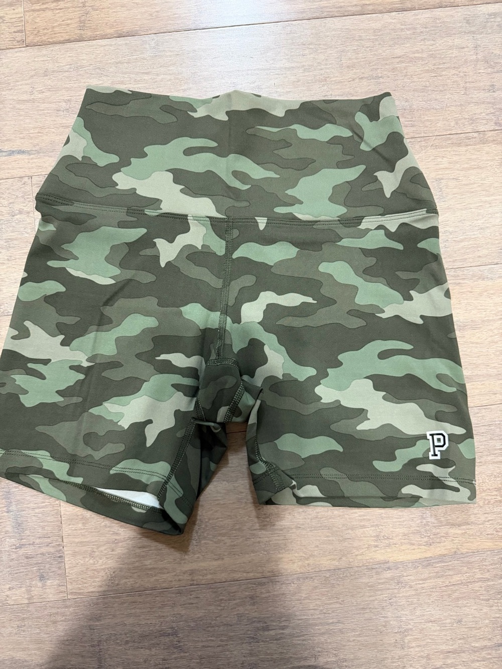 Victoria's Secret PINK Olive Green Camo High-Waist Bike Shorts